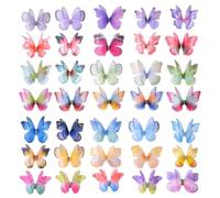 ARYIMYDP 70 Autocollants Papillons 3D Strass Double Couche Organza, Déco Murale et Applique pour Vêtements, Accessoires Cheveux et Décoration Intérieure