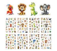 ARYIMYDP 8 Pièces Stickers Enfant,Animaux Pailletés Autocollant pour Enfants,Autocollants Pailletés, 197 Motifs D'animaux, Autocollants Laminés Résistants à l'eau et à L'abrasion,Cadeaux pour Enfants