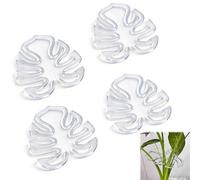 ARYIMYDP Lot de 4 Supports de Tige Transparents en Forme de Feuille, Tuteur pour Plante Monstera, Fixateur de Tige Réutilisable pour Plantes Grimpantes, Stable et Facile à Installer