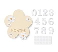 ARYIMYDP Set de Cartes Étapes Bébé en Bois 0-12 Mois, Panneau Décoratif Floral pour Enregistrement de Croissance, Idée Cadeau pour Future Maman ou Naissance