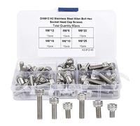 Arythia Kit de 60 Vis à Tête Cylindrique M6, Assortiment Vis Inox 304, Vis Six Pans Creux Métrique en 6 Longueurs pour Électronique, Industrie, Boîte de Rangement