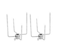 Arythia Lot de 2 Fourchettes de Rôtissoire, Pique Rotissoire Barbecue INOX 304, Fourche Viande INOX avec Griffes pour Rotissoire, Accessoires Tournebroche pour Broche de 1 cm