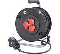 as - Schwabe 10829 Enrouleur de Câble sécurisé Avec Disjoncteur 285mm de diamètre 40m H07RN-F 3G1,5 Noir, IP44 Chantier (Import Allemagne)