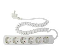 as - Schwabe 11461 Rallonge multiprise 6 prises avec câble spirale 2,5 m H05VVF 3G1,5 IP 20 / Intérieur (Blanc) (Import Allemagne)