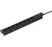 as - Schwabe 18191 Bloc multiprise 8 Voies 19 Rack, pour Installation Universelle dans Les armoires réseau 19", 230 V/16 A, en 45 degrés, IP20, Noir, câble de 3 m