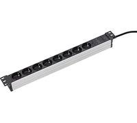 as - Schwabe 18193 Multiprise 8 Prises 19" Noir 1U Câble de 2 m avec fiche coudée de Terre pour armoires Serveur Prises 45° avec Protection Contre Les surtensions et Affichage Optique