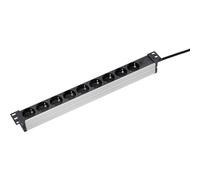 AS Schwabe Bloc multiprise Rack 19" 9 prises 18194 – Aluminium, câble 2 m, orientation à 45°, IP20