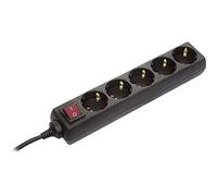 as - Schwabe 35011 Bloc multiprise 5 prises type F avec interrupteur et sécurité enfant pour intérieur et câble H05VVF 3G1,5 IP20 1,4 m noir