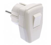 AS Schwabe 45035 Fiche coudée à contact de protection plastique avec interrupteur 230 V blanc IP20