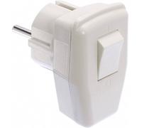 AS Schwabe 45035 Fiche coudée à contact de protection plastique avec interrupteur 230 V blanc IP20
