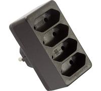 as - Schwabe 48412 Fiche européenne 4 Prises Noir 230 V 16 A - Adaptateur Schuko/Euro - Multiprise compacte et sûre - Protection de Contact Accrue - Peu encombrant pour 4 appareils - Idéal pour Le