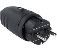 AS Schwabe 60410 Fiche électrique mâle avec terre caoutchouc 230 V noir IP44