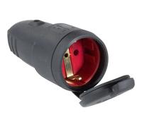 AS Schwabe 60415 Fiche électrique femelle avec terre caoutchouc 230 V noir IP44