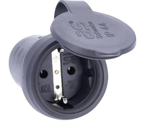 AS Schwabe 60417 Fiche électrique femelle avec terre Tout caoutchouc 230 V noir IP44