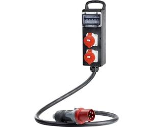 AS Schwabe 60806 Barrette de distribution en caoutchouc plein S 10 32 A 32 A 1 fiche CEE 32 A, 5 pôles 400 V IP44 (60806)
