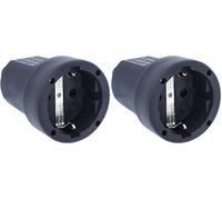 as - Schwabe 62225 Fiche électrique Femelle avec Terre PVC 230 V Noir IP20 (Lot de 2)