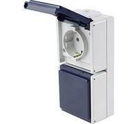 as - Schwabe 62462 Prise Murale 2 Prises Verticales avec 2 entrées de Ligne IP 54 Gris