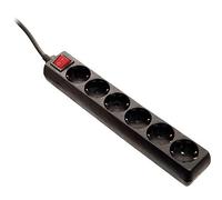 as - Schwabe Bloc multiprise 6 prises noir avec interrupteur 230 V/16 A - Multiprise avec câble de 1,4 m et protection contre les contacts - Prises tournées à 45° - Multiprise intérieure - IP20, 11512