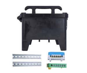 as - Schwabe Boîtier vide en caoutchouc plein avec rail DIN de 20 cm, décharge de traction, fermeture à étrier, pince, industrie