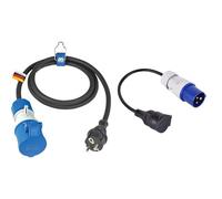 as - Schwabe Câble Adaptateur CEE pour Le Camping 1.5m, coupleur CEE 3 pôles avec indicateur & Electraline 20848043M Adaptateur pour caravanne, Bleu