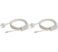 as - Schwabe câble d'alimentation Euro Blanc, 3m H03VVH2-F 2x0.75, 230 V, 70631 (Lot de 2)