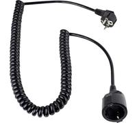 AS Schwabe Rallonge électrique 70410 – câble spiralé 2,5 m Schuko H05VV-F 3G1,5, fiche coudée, noir
