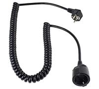 as - Schwabe câble spiralé 1 m - Extensible à 2,5 m - Câble de Rallonge Schuko H05VV-F 3G1,5 - fiche coudée avec Prise de Terre - IP20 intérieur - Noir, 70410