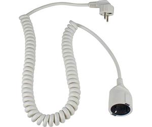 as - Schwabe câble spiralé 2 m - Extensible à 4 m - Câble de Rallonge Schuko H05VV-F 3G1,5 - fiche coudée avec Prise de Terre - IP20 intérieur - Blanc, 70426