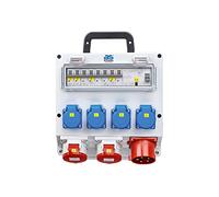 as - Schwabe Distributeur mural prêt à être branché - Répartiteur de courant de chantier avec prise CEE 400 V/32 A/22 kW - Sortie 4 x Schuko, 2 x CEE (400 V/16 A/5 broches) - IP44, 61517