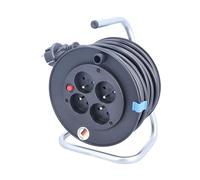 as - Schwabe enrouleur de câble 20 m, intérieur, 4 prises | disjoncteur thermique de protection, noir - IP20
