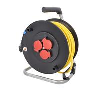 as - Schwabe enrouleur de câble 40 m AT-N07V3V3-F 3G1,5, IP44 extérieur, 3 prises avec terre, frein de blocage, guide de câble, Made in Germany