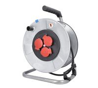 as - Schwabe enrouleur de câble 50 m H05RR-F 3G1,5, IP44 extérieur, 3 prises avec terre, protection thermique, tambour en tôle d’acier galvanisé, Made in Germany