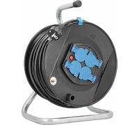 as - Schwabe enrouleur de câble 50 m, IP20 intérieur, 4 prises, disjoncteur thermique de protection, Made in Germany