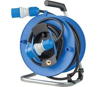 as - Schwabe enrouleur de câble pour appareils de camping CEE, 25m de câble en caoutchouc avec fiche et prise CEE, nouvel indicateur de tension powerlight, étanche IP44, bleu, usage extérieur I 12270