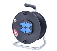 as - Schwabe enrouleur de câble vide, pour environ 50 m de câble, intérieur IP20, 4 prises avec terre, Ø 285 mm, protection thermique, Made in Germany