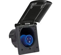 as - Schwabe Fiche d'alimentation CEE-Caravane, 230 V / 16 A fiche de montage camping, fiche 3 pôles pour caravane, couvercle rabattable avec fermeture magnétique, IP44 , noir I 62471