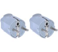 as - Schwabe fiche electrique de sécurité - 230 V, 16 A - cable max. 1,5 mm² - prise electrique male avec double système de contact de protection - IP20 intérieur - gris, 62220 (Lot de 2)