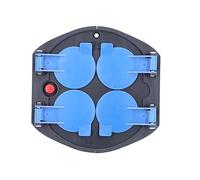 as - Schwabe insert de prises pour enrouleur de câble, 4 prises avec terre, avec clapets de protection bleu, intérieur IP20, interrupteur thermique, 230 V 16 A