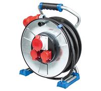 as - Schwabe IronCoat Xperts enrouleur CEE 25 m H07RN-F 5G2,5, IP44 extérieur, 2 prises avec terre + 1 CEE 400 V 16 A 5 pôles, protection contre les chocs électriques, Made in Germany