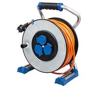 as - Schwabe IronCoat Xperts enrouleur de câble 40 m H07BQ-F 3G2,5, IP44 extérieur, 3 prises avec terre + port USB, indicateur de tension, protection contre les chocs électriques, Made in Germany