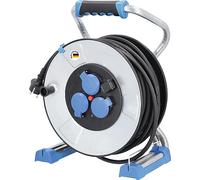 as - Schwabe IronCoat Xperts enrouleur de câble 40 m H07RN-F 3G1,5, IP44 extérieur, 3 prises avec terre + port USB, indicateur de tension, protection contre les chocs électriques, Made in Germany