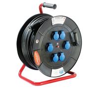 as - Schwabe Mammouth enrouleur de câble 80 m H07RN-F 3G2,5, extérieur IP44, 6 prises avec terre, extrêmement robuste, Made in Germany