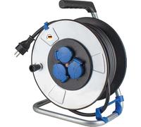 as - Schwabe MI enrouleur de câble 25 m H07RN-F 3G1,5, 3 prises avec terre | IP44 extérieur, protection contre les chocs électriques, Made in Germany