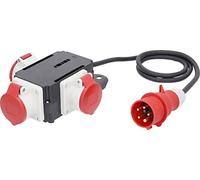as - Schwabe MIXO Adaptateur/Distributeur de courant NECKAR Fiche CEE avec Câble Caoutchouc de 1,5 m et 3 prises CEE Robuste, pour Chantier IP44 Made in Germany I 60526