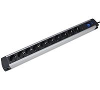 as - Schwabe Multiprise en Aluminium - Câble de surtension de 1,5 m avec 10 Prises - Câble d'extension avec Protection Contre Les surtensions et Protection Enfant - Multiprise avec Interrupteur
