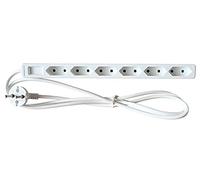 as - Schwabe Multiprise Euro 6 prises - Multiprise avec câble de 1,4 m - 230 V/2,5 A - Multiprise avec protection de contact accrue IP20 - Blanc - 11315 6 prises