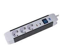 as - Schwabe Multiprise Flash 3 Prises - Blanc - Multiprise avec câble de 1,5 m - Protection Contre Les surtensions - Interrupteur Lumineux - Contact de Protection - Guide de câbles - Montage Mural