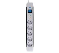 as - Schwabe Multiprise Flash avec parasurtenseur - 5 Prises et câble de 1,5 m - Rallonge avec parasurtenseur - Multiprise avec Interrupteur Marche/arrêt - IP20 - Blanc I 183665