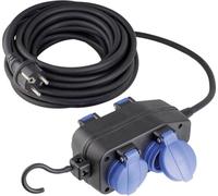 as - Schwabe Prise de distribution 4 voies 230 V/16 A Unité de distribution avec tuyau en caoutchouc épais de 5 m H05RRF 3G1.5 Idéal pour une utilisation en extérieur IP44 Noir I 60672