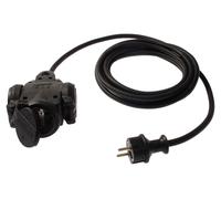 AS SCHWABE Prise de distribution triple en caoutchouc plein avec couvercle pivotant rabattable IP44 et œillet de suspension 5m H07RN-F 3G2,5 (60445)